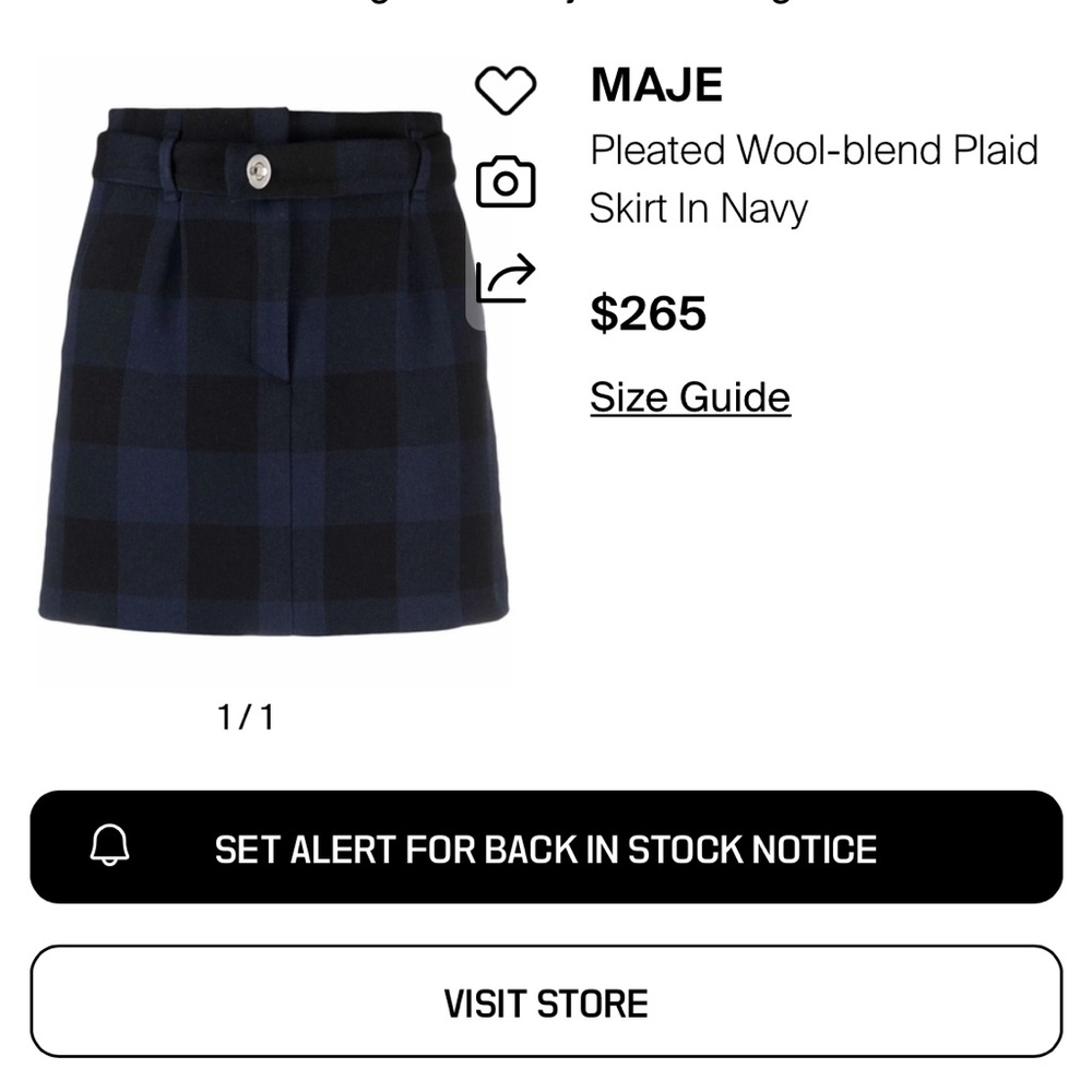 Nwt Maje Blue Checkered Mini Skirt